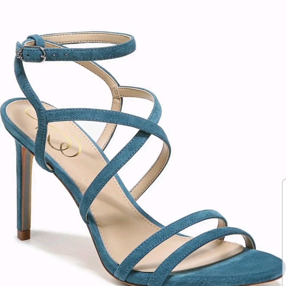 Sam Edelman Delanie Women's Blue Leather Sandals Heels Sz 6 VGC
